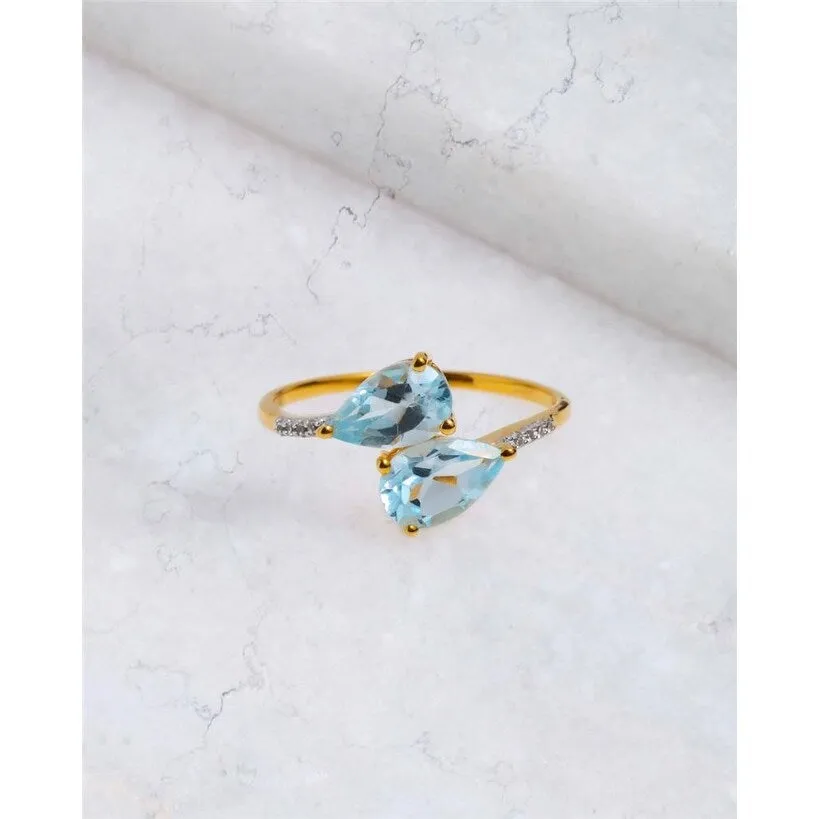 YS Gems Gold Plated Over Sterling Silver Blue Topaz Gemstone Promise Ring sold by Zulily product image thumbnail 2