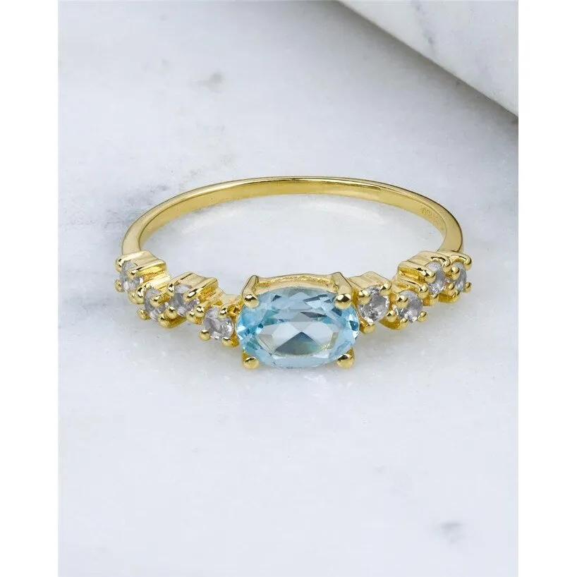 YS Gems Gold Plated Over Sterling Silver Sky Blue Topaz Gemstone Promise Ring sold by Zulily product image thumbnail 2