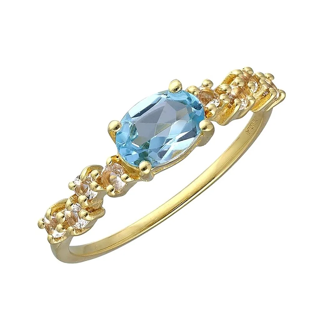 YS Gems Gold Plated Over Sterling Silver Sky Blue Topaz Gemstone Promise Ring sold by Zulily
