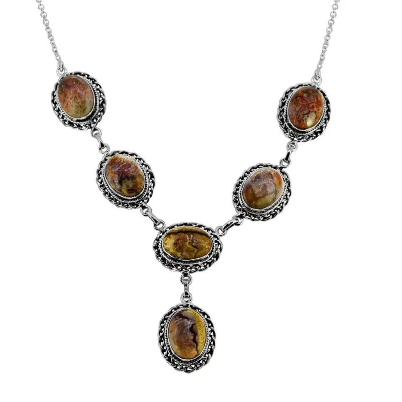 YS Gems Sterling Silver Crazy Lace Agate Gemstones Necklace sold by Zulily