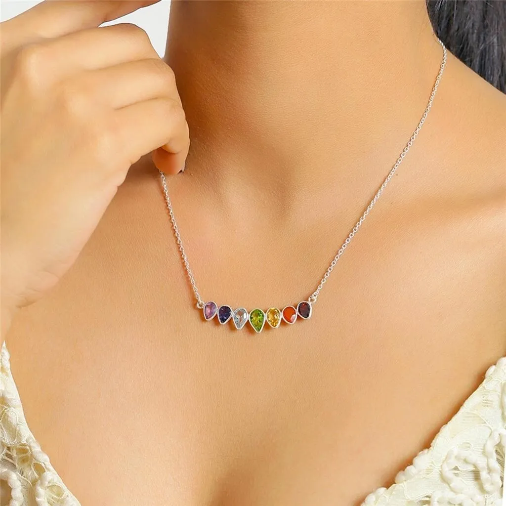 YS Gems Sterling Silver Chakra Gemstones Pendant Necklace sold by Zulily product image thumbnail 2