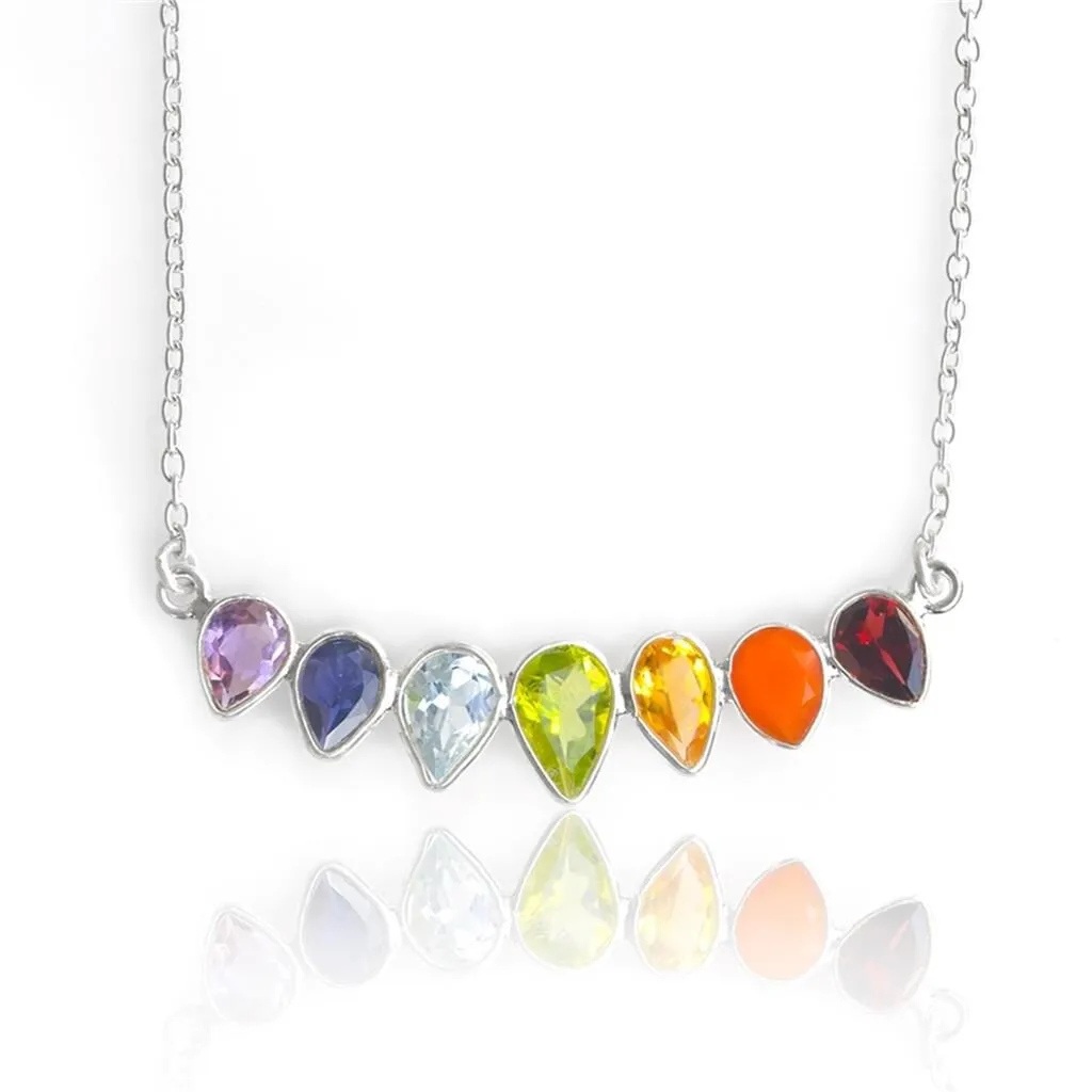 YS Gems Sterling Silver Chakra Gemstones Pendant Necklace sold by Zulily