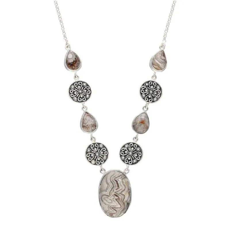 YS Gems Sterling Silver Crazy Lace Agate Gemstones Pendant Necklace sold by Zulily