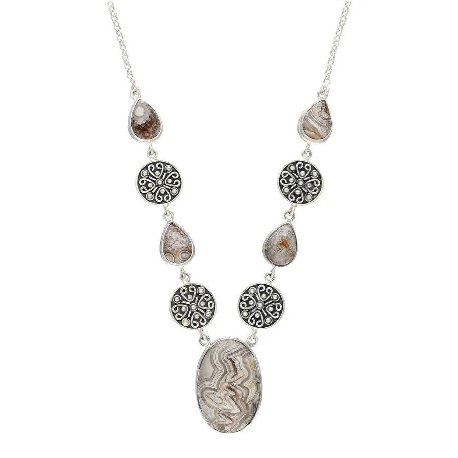 YS Gems Sterling Silver Crazy Lace Agate Gemstones Pendant Necklace sold by Zulily