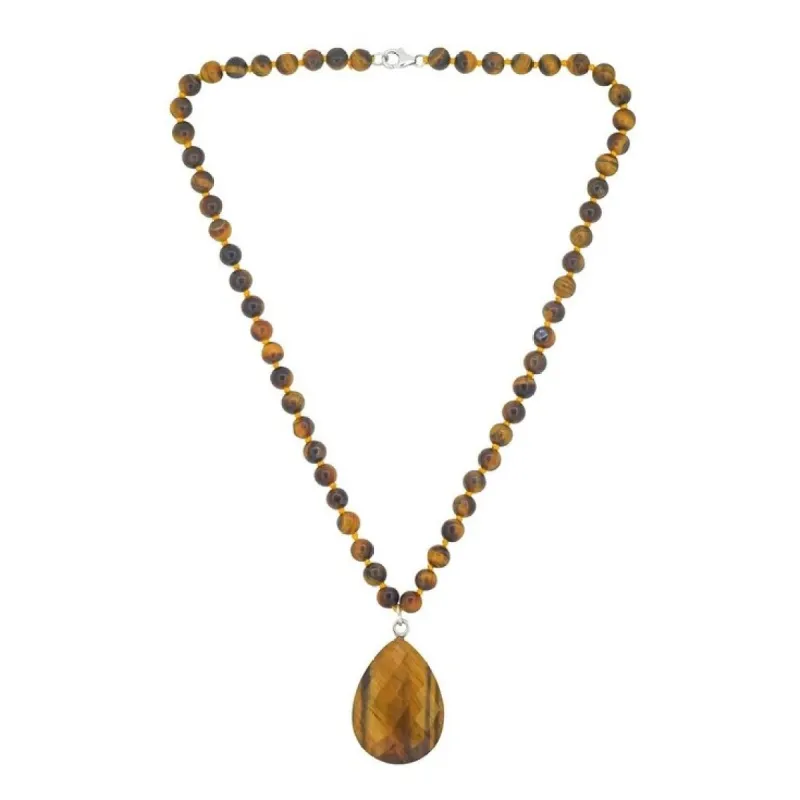 YS Gems Sterling Silver Tiger eye Gemstones Pendant Necklace sold by Zulily