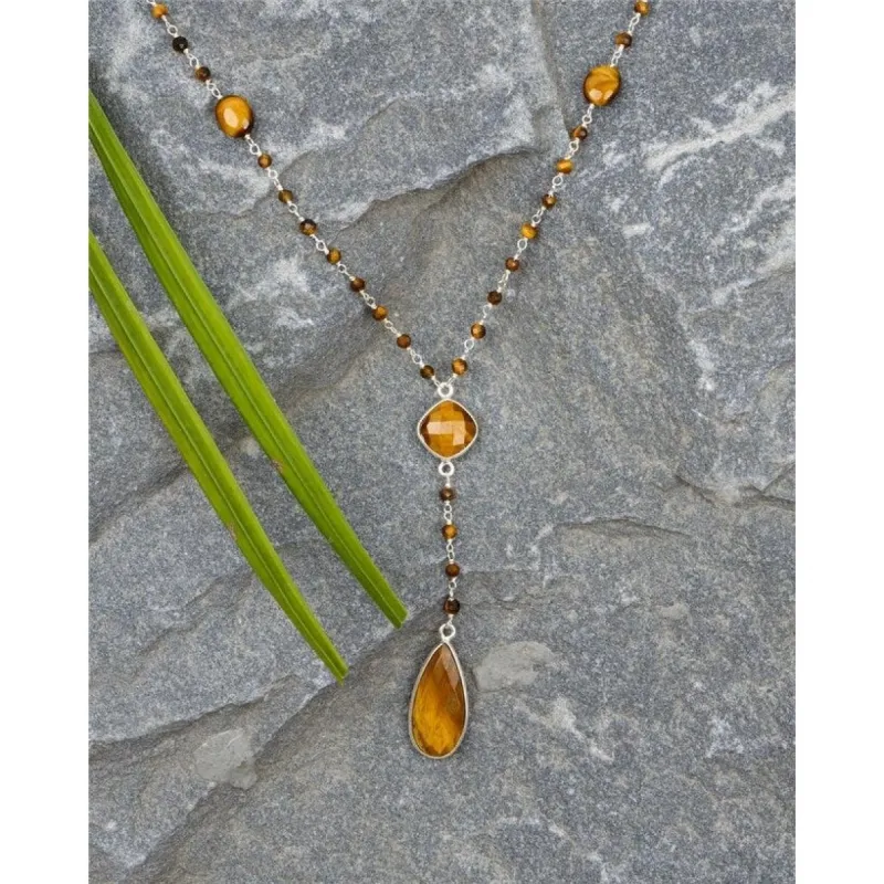 YS Gems Sterling Silver Tiger Eye Gemstones Pendant Necklace sold by Zulily