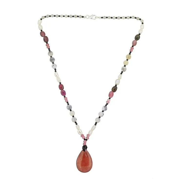 YS Gems Sterling Silver Strawberry Quartz Gemstones Pendant Necklace sold by Zulily