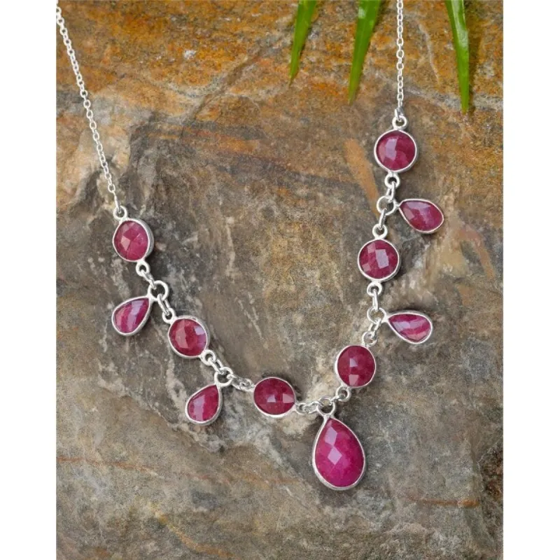 YS Gems Sterling Silver Corundum Ruby Gemstones Pendant Necklace sold by Zulily