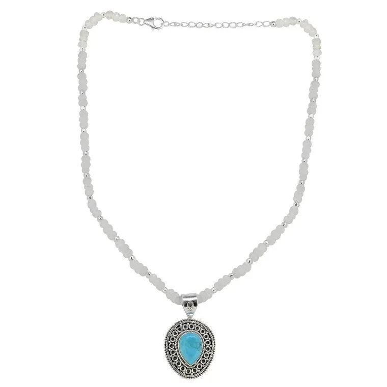 YS Gems Sterling Silver Blue Mohave Turquoise Gemstones Necklace sold by Zulily