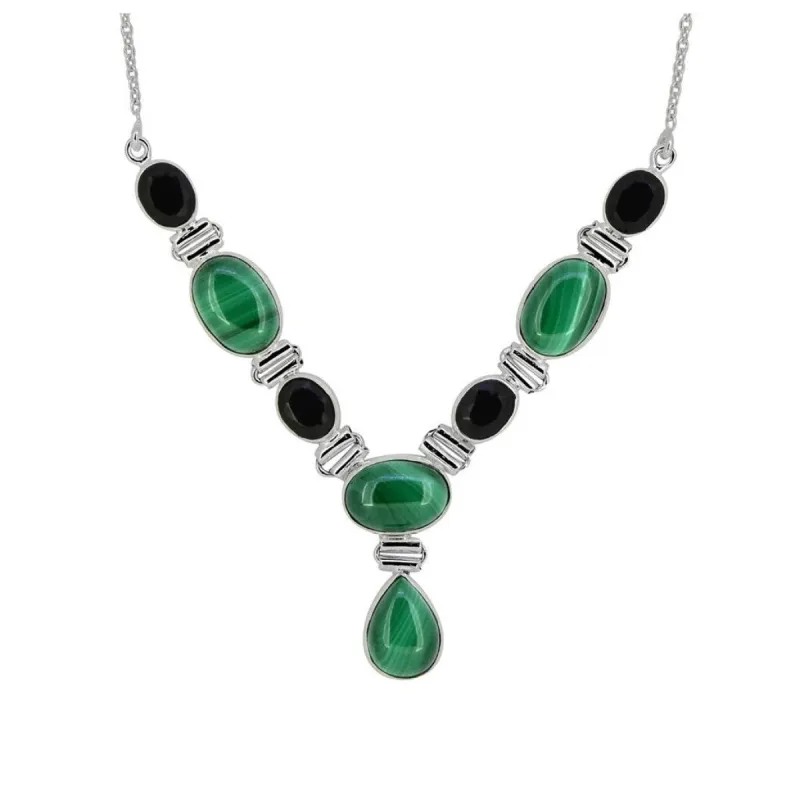 YS Gems Sterling Silver Malachite Gemstones Necklace sold by Zulily