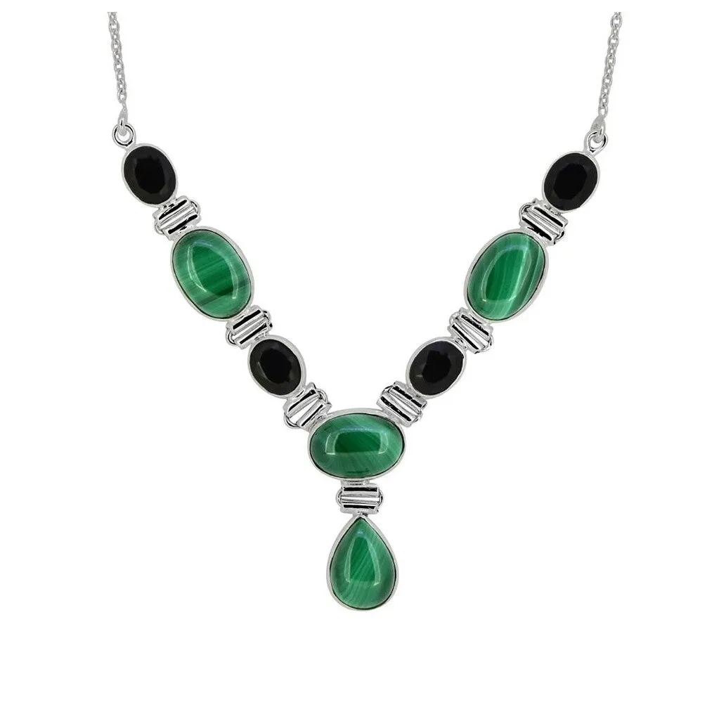 YS Gems Sterling Silver Malachite Gemstones Necklace sold by Zulily
