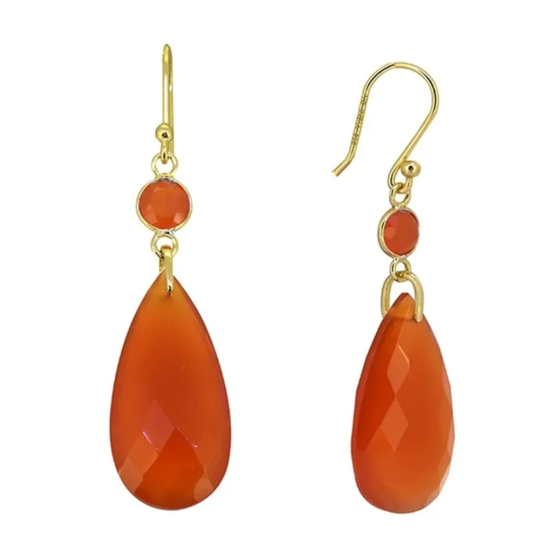 YS Gems Gold Plated Over 925 Silver Carnelian Earrings - 0.47x1.89 sold by Zulily