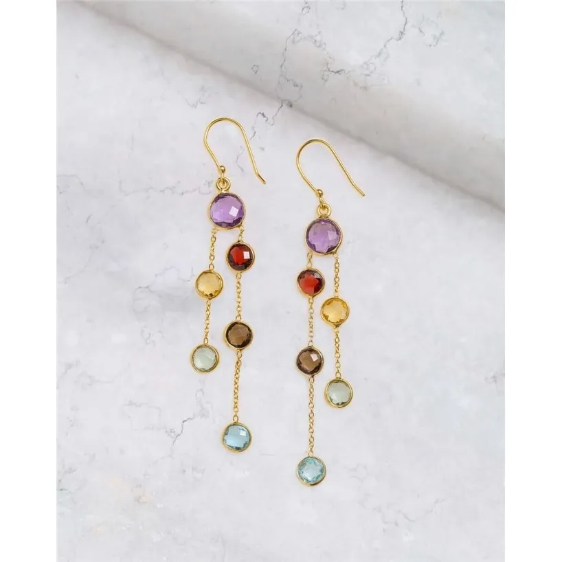 YS Gems Gold Plated Over 925 Silver Multi Gemstone Drop Earrings - 0.47x3.23 sold by Zulily product image thumbnail 4