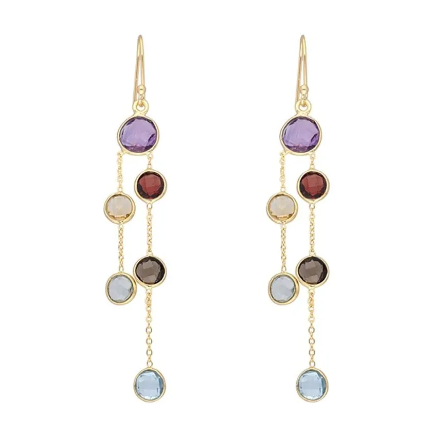 YS Gems Gold Plated Over 925 Silver Multi Gemstone Drop Earrings - 0.47x3.23 sold by Zulily product image thumbnail 2