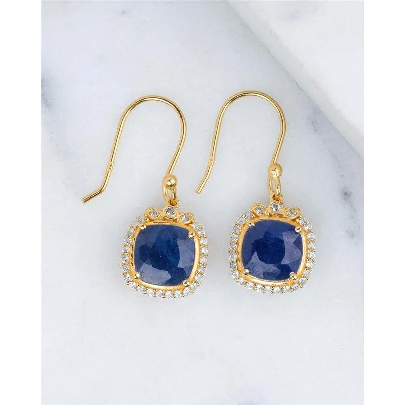 YS Gems Gold Plated Over 925 Silver Corundum Sapphire Drop Earrings - 0.47x1.1 sold by Zulily product image thumbnail 4