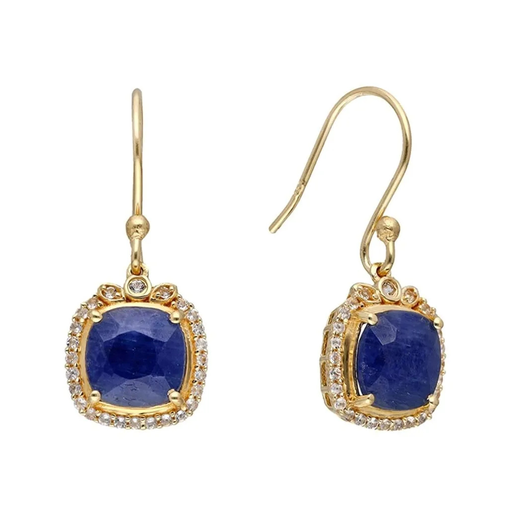 YS Gems Gold Plated Over 925 Silver Corundum Sapphire Drop Earrings - 0.47x1.1 sold by Zulily product image thumbnail 3