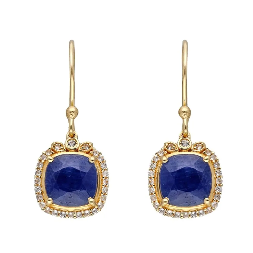 YS Gems Gold Plated Over 925 Silver Corundum Sapphire Drop Earrings - 0.47x1.1 sold by Zulily product image thumbnail 2