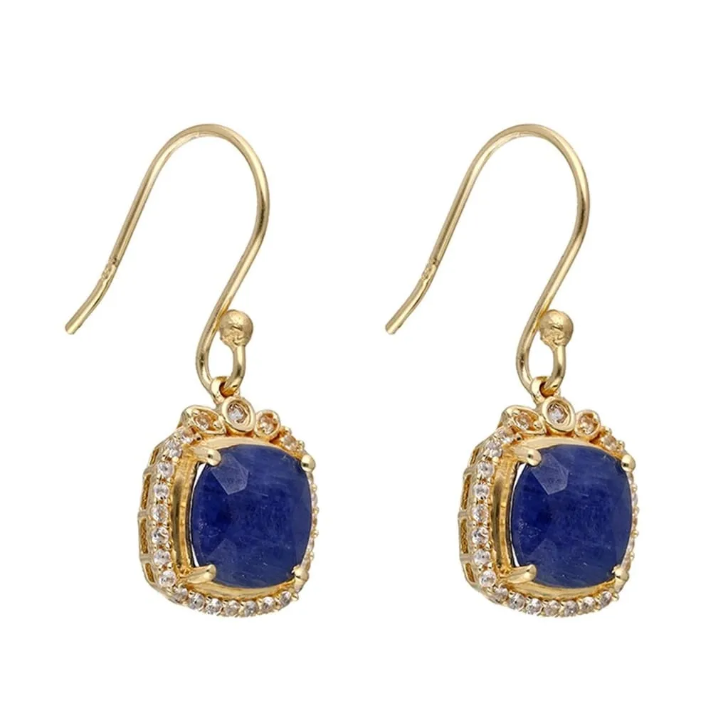 YS Gems Gold Plated Over 925 Silver Corundum Sapphire Drop Earrings - 0.47x1.1 sold by Zulily