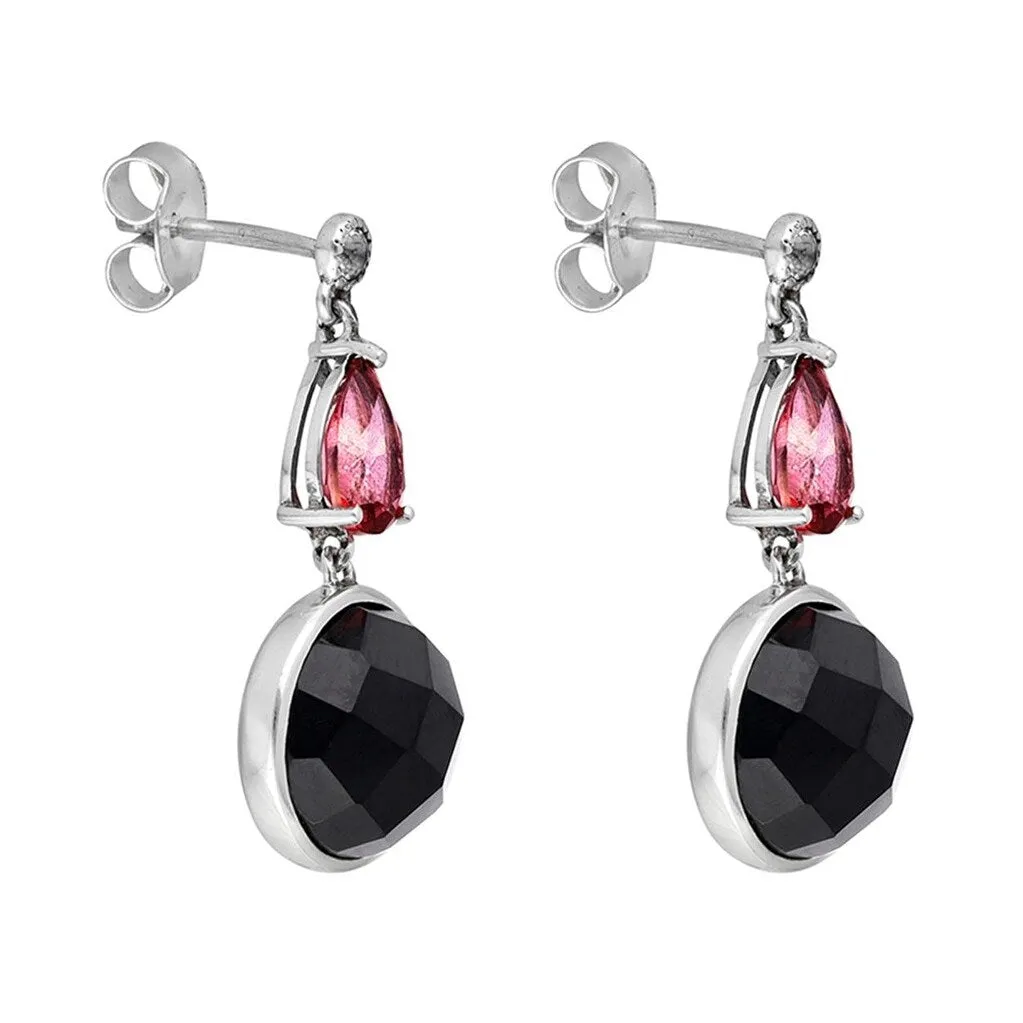 YS Gems Sterling Silver Black Onyx Pink Topaz Stud Earrings - 0.47 x 1.02 sold by Zulily product image thumbnail 3