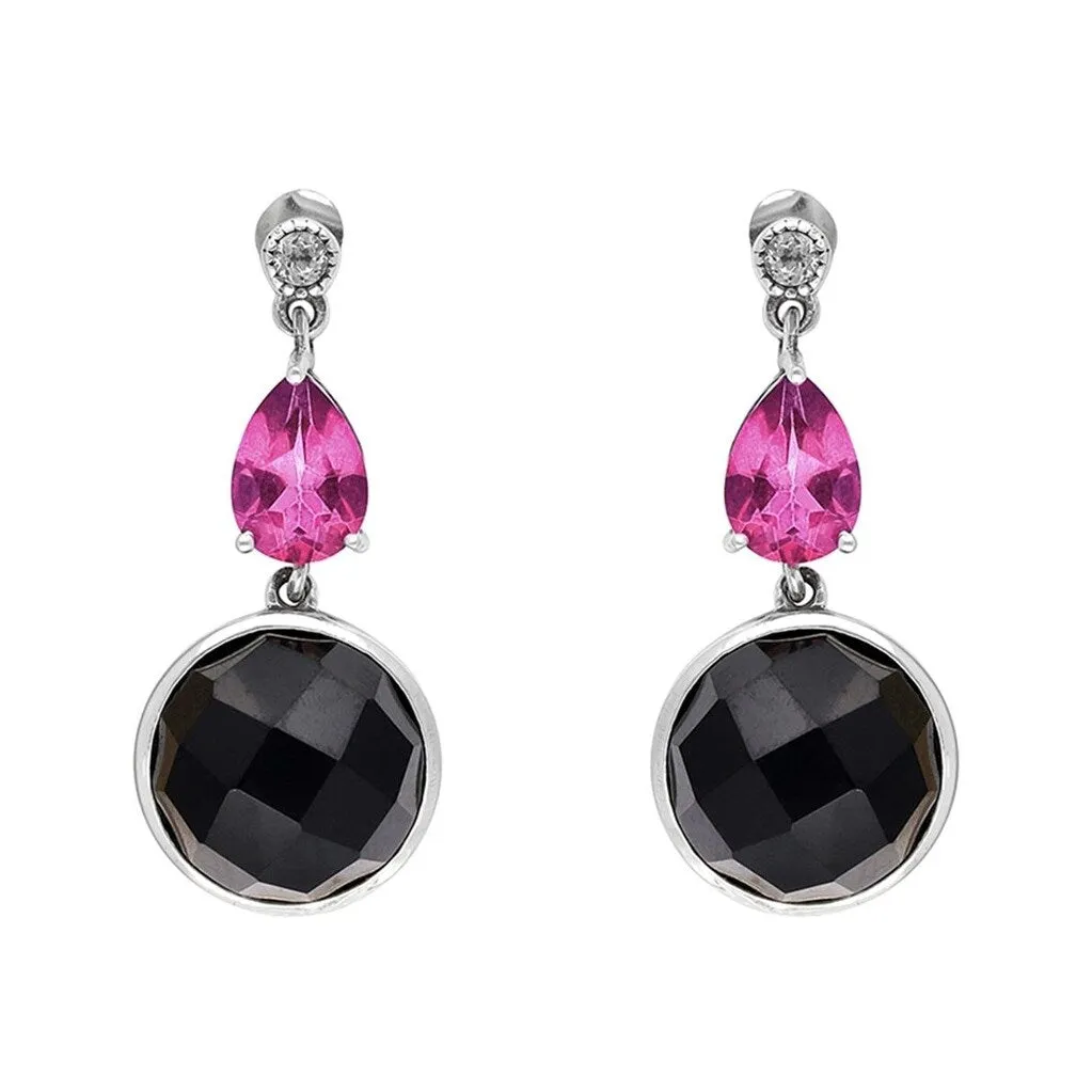 YS Gems Sterling Silver Black Onyx Pink Topaz Stud Earrings - 0.47 x 1.02 sold by Zulily