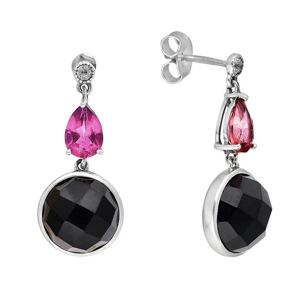 YS Gems Sterling Silver Black Onyx Pink Topaz Stud Earrings - 0.47 x 1.02 sold by Zulily product image thumbnail 2