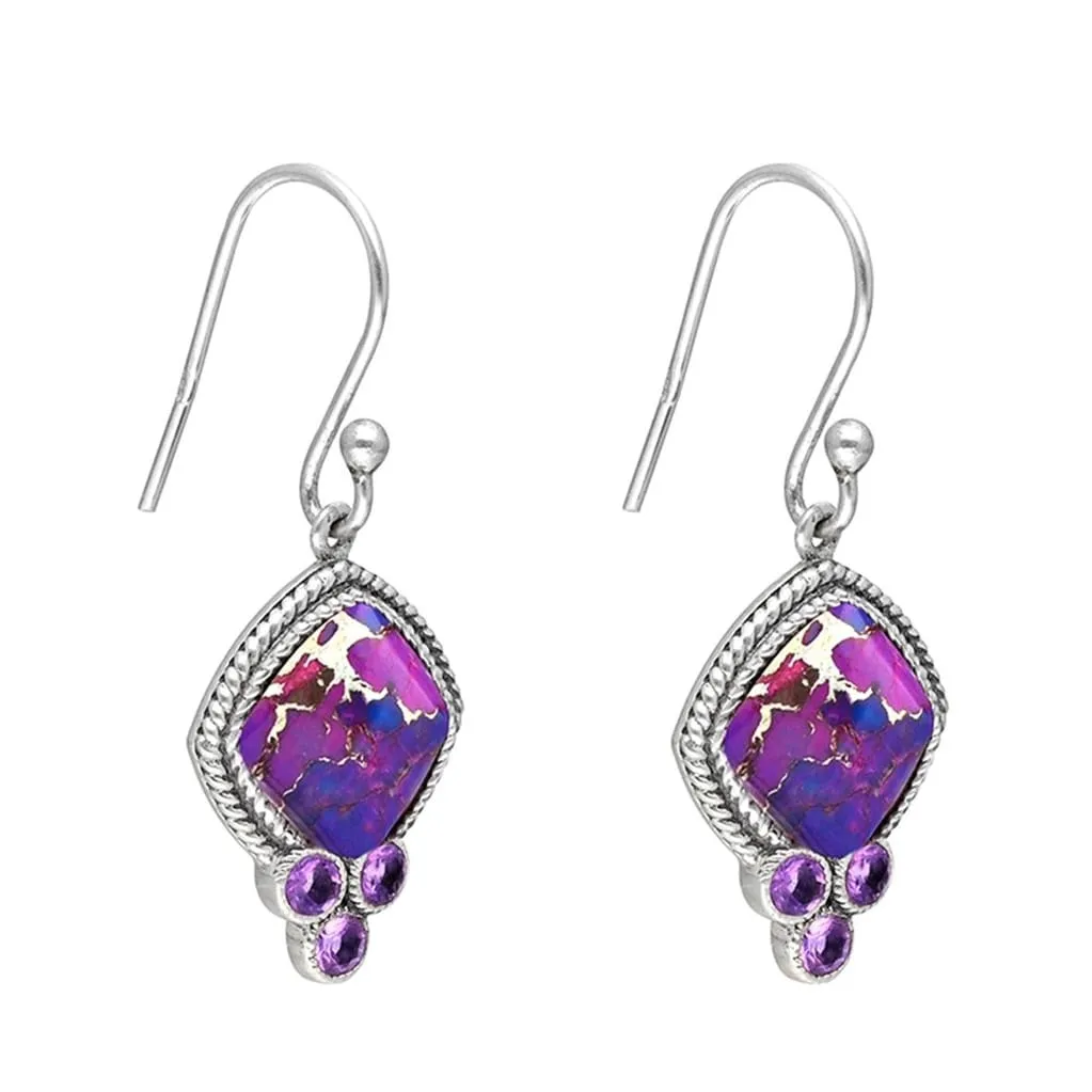 YS Gems Sterling Silver Purple Turquoise Dangle Earrings - 0.55 x 1.3 sold by Zulily product image thumbnail 3