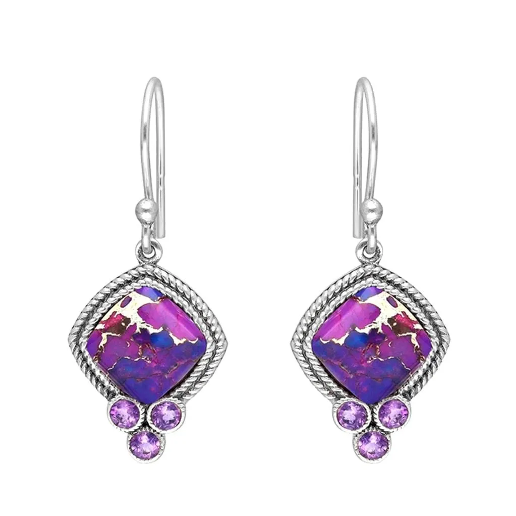 YS Gems Sterling Silver Purple Turquoise Dangle Earrings - 0.55 x 1.3 sold by Zulily product image thumbnail 2