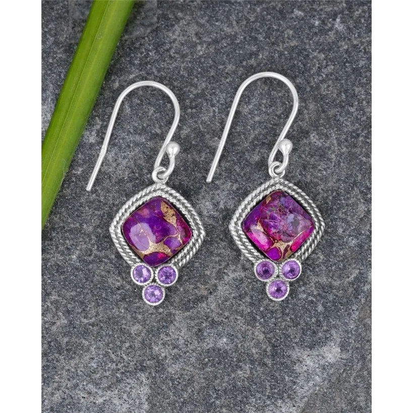 YS Gems Sterling Silver Purple Turquoise Dangle Earrings - 0.55 x 1.3 sold by Zulily
