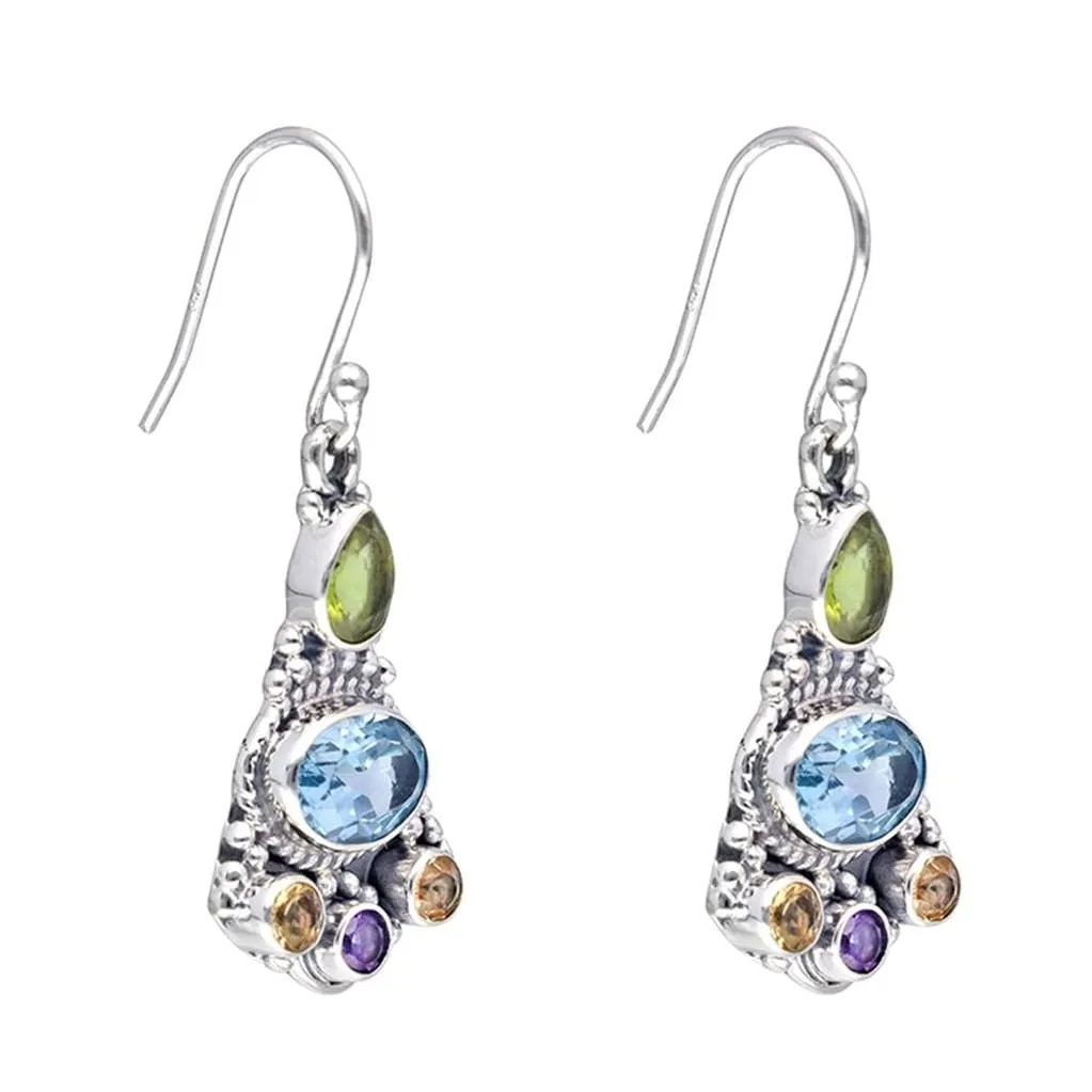 YS Gems Sterling Silver Sky Blue Topaz Cluster Dangle Earrings - 0.55 x 1.5 sold by Zulily