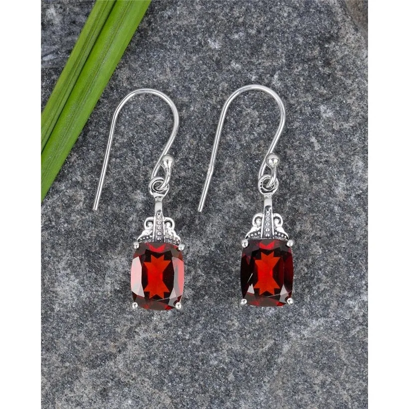 YS Gems Sterling Silver Garnet Dangle Earrings - 0.28 x 1.22 sold by Zulily