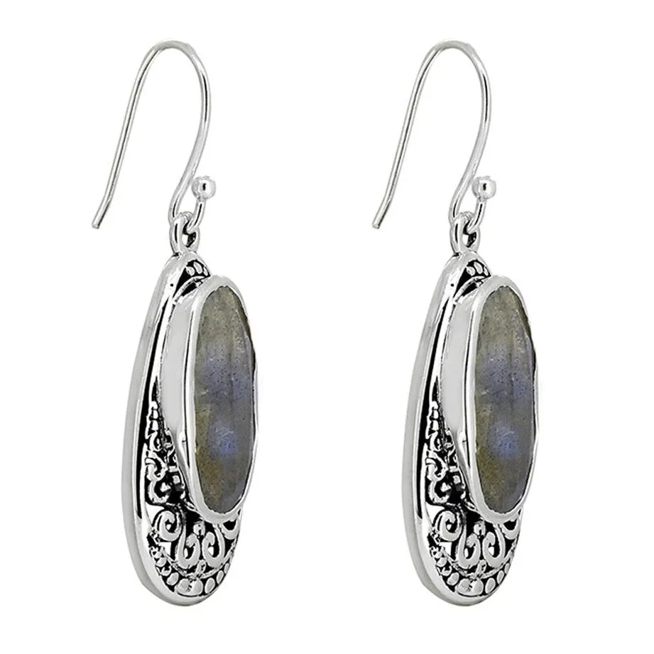YS Gems Sterling Silver Labradorite Dangle Earrings - 0.47 x 1.57 sold by Zulily