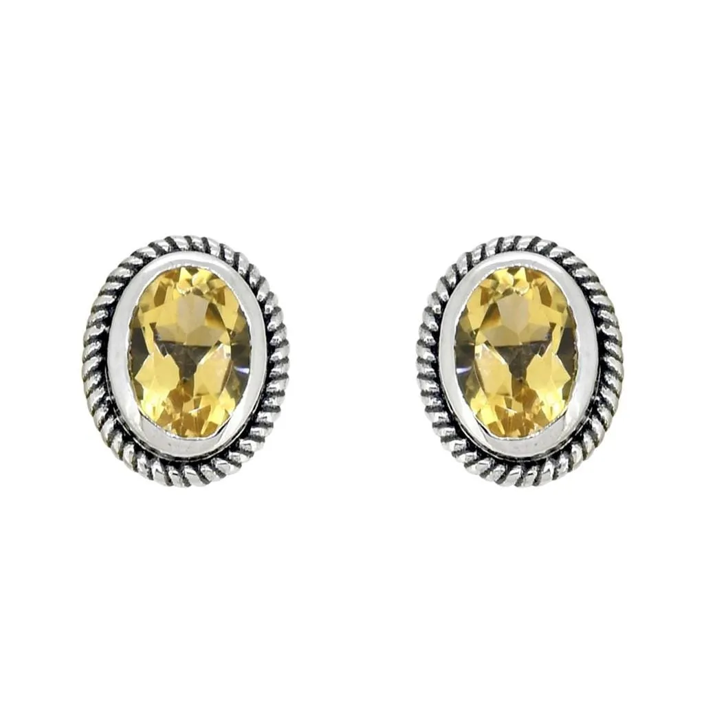 YS Gems Sterling Silver Citrine Oval Shape Stud Earrings - 0.35 x 0.43 sold by Zulily product image thumbnail 2