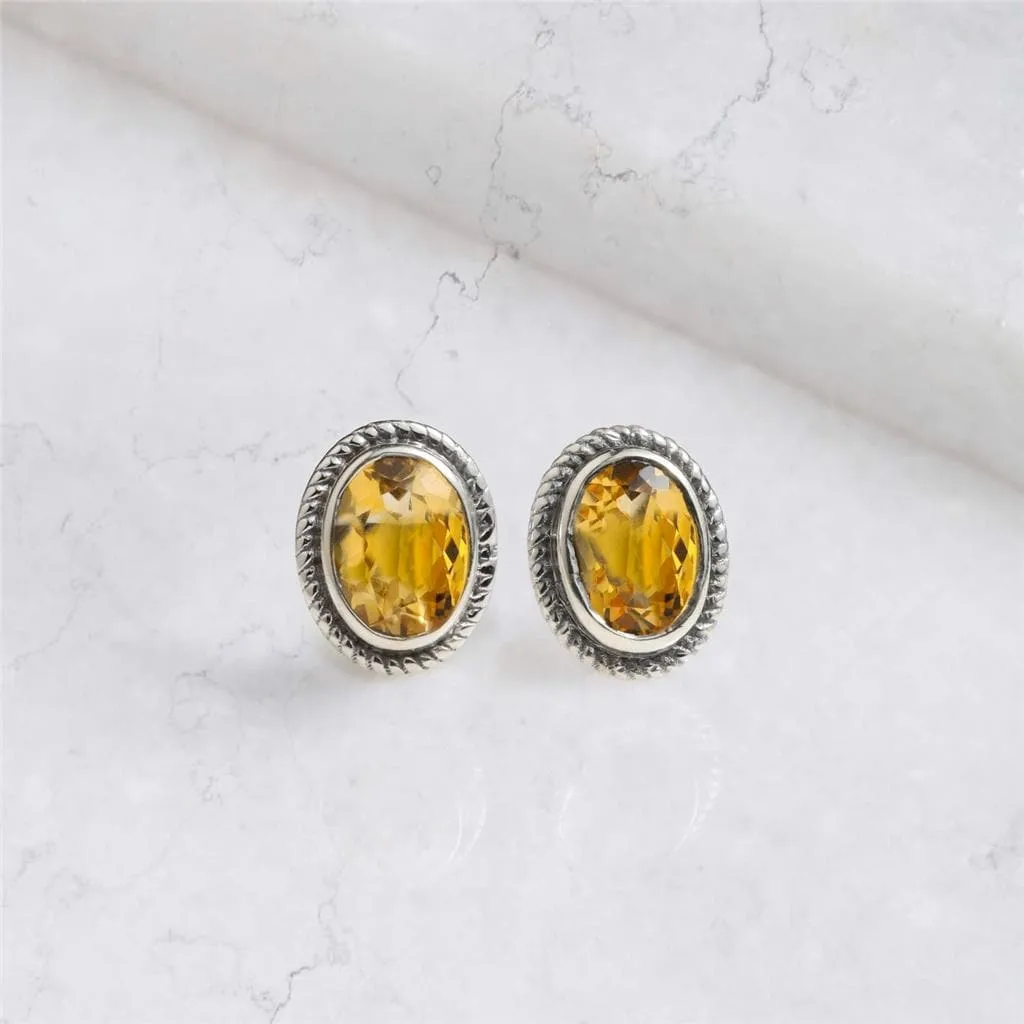 YS Gems Sterling Silver Citrine Oval Shape Stud Earrings - 0.35 x 0.43 sold by Zulily product image thumbnail 4