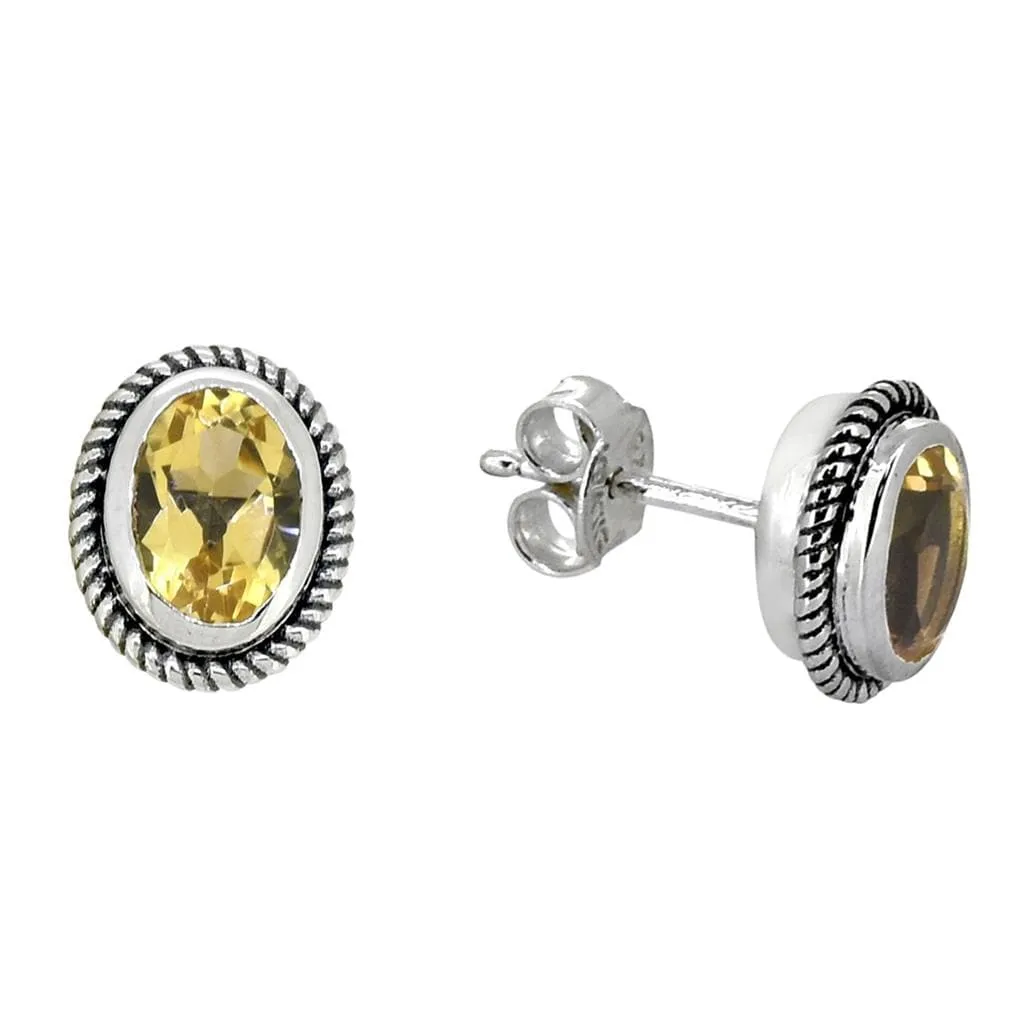 YS Gems Sterling Silver Citrine Oval Shape Stud Earrings - 0.35 x 0.43 sold by Zulily product image thumbnail 3