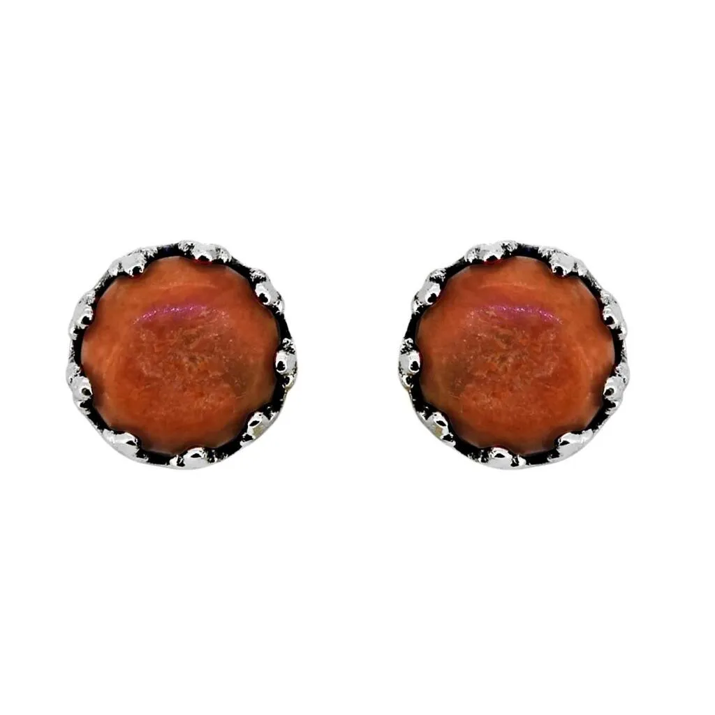 YS Gems Sterling Silver Orange Mohave Turquoise Stud Earrings - 0.31 x 0.31 sold by Zulily product image thumbnail 2