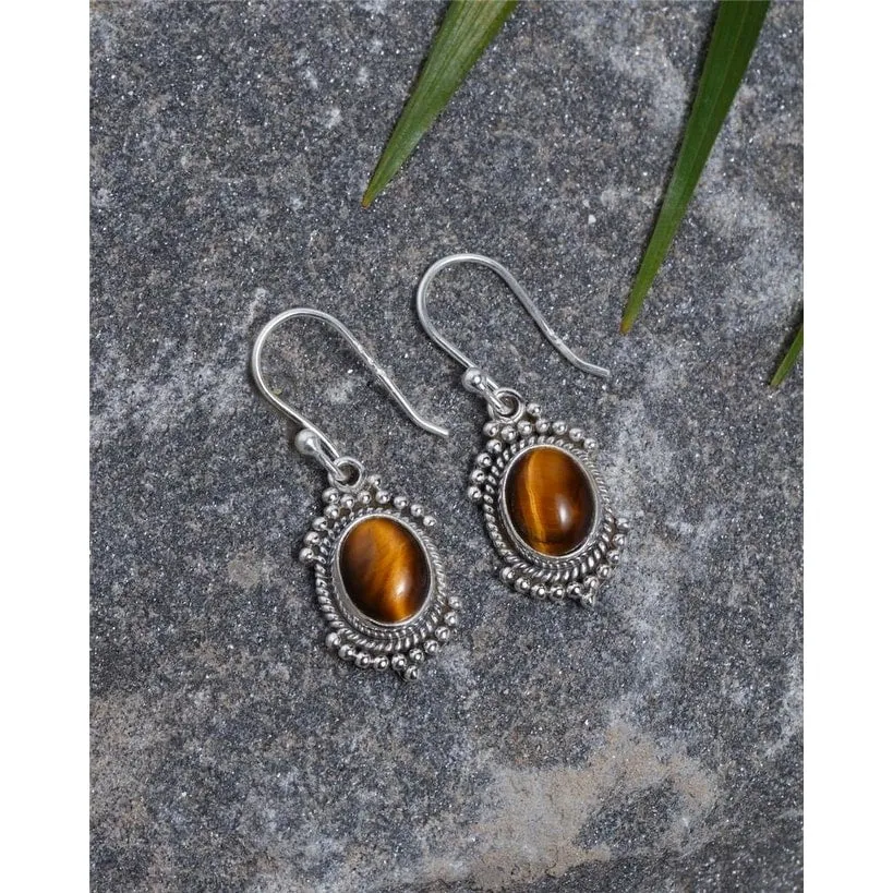 YS Gems Sterling Silver Tiger Eye Oval Shape Dangle Earrings - 0.43 x 1.18 sold by Zulily product image thumbnail 4