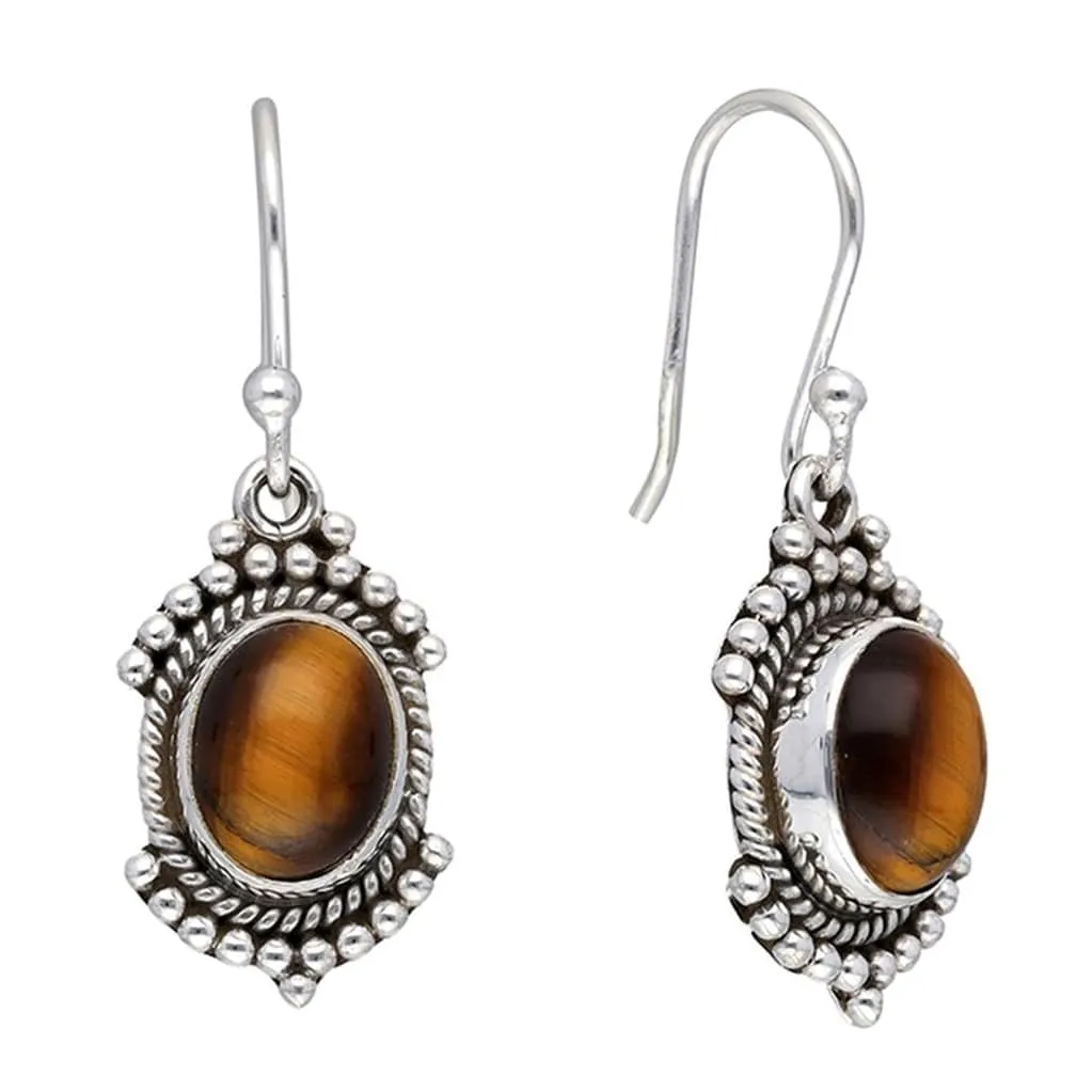 YS Gems Sterling Silver Tiger Eye Oval Shape Dangle Earrings - 0.43 x 1.18 sold by Zulily product image thumbnail 3