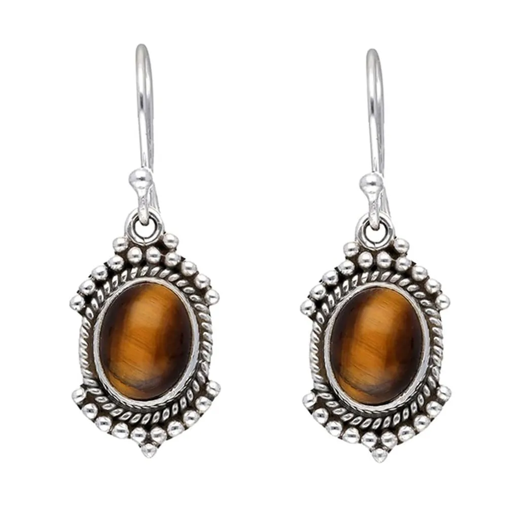 YS Gems Sterling Silver Tiger Eye Oval Shape Dangle Earrings - 0.43 x 1.18 sold by Zulily product image thumbnail 2