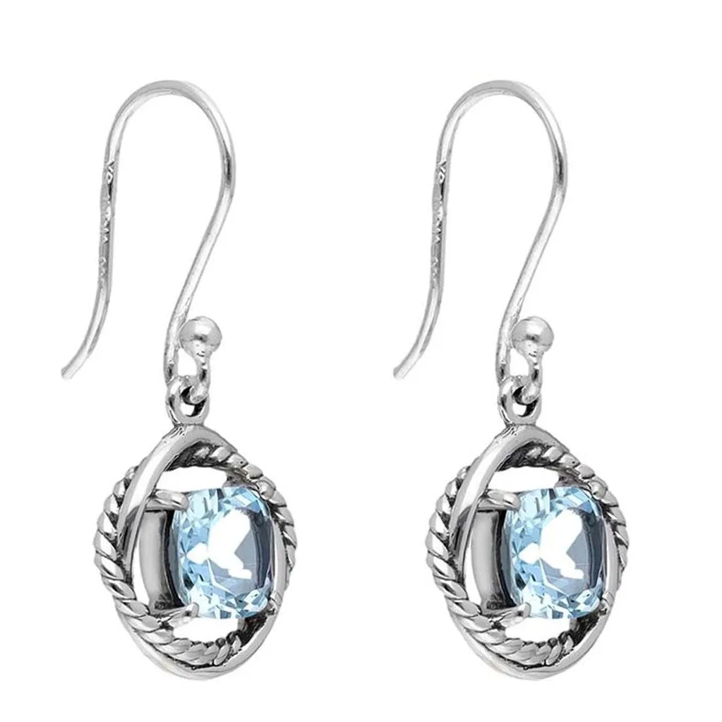 YS Gems Sterling Silver Blue Topaz Square Shape Dangle Earrings - 0.47 x 1.1 sold by Zulily product image thumbnail 3