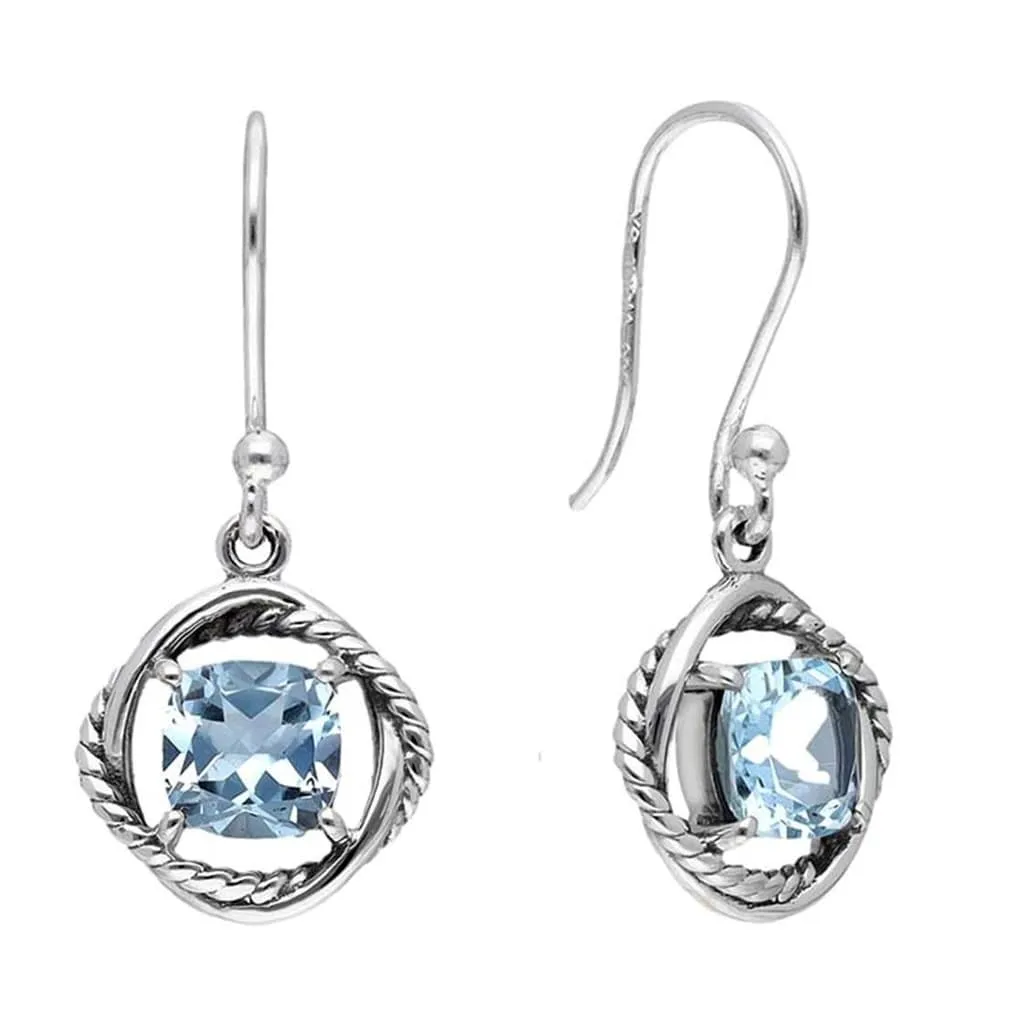 YS Gems Sterling Silver Blue Topaz Square Shape Dangle Earrings - 0.47 x 1.1 sold by Zulily product image thumbnail 4