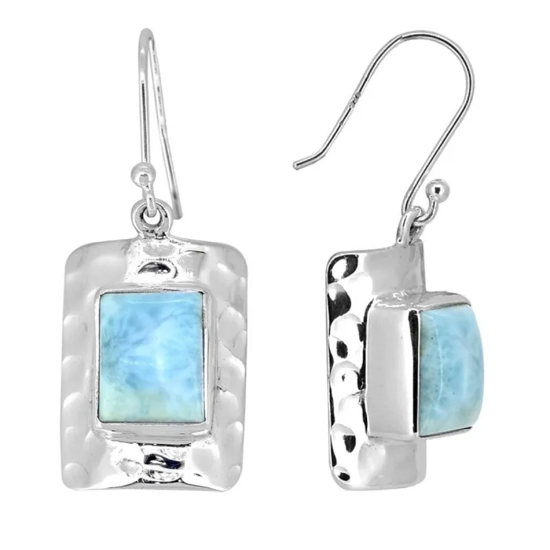 YS Gems Sterling Silver Larimar Rectangular Dangle Earrings - 0.55 x 1.42 sold by Zulily