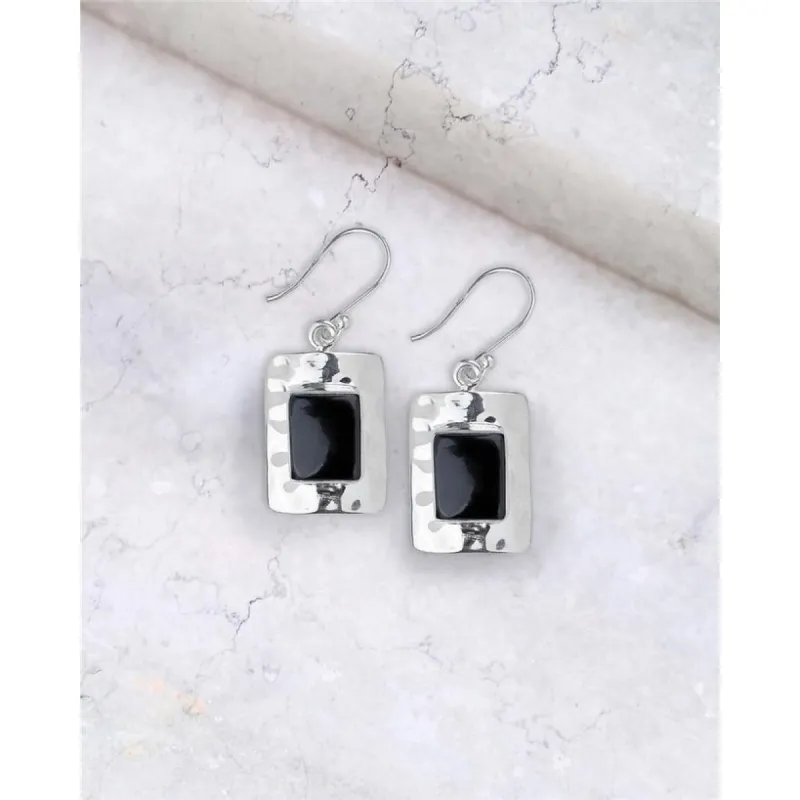 YS Gems Sterling Silver Black Onyx Rectangular Dangle Earrings - 0.59 x 1.34 sold by Zulily