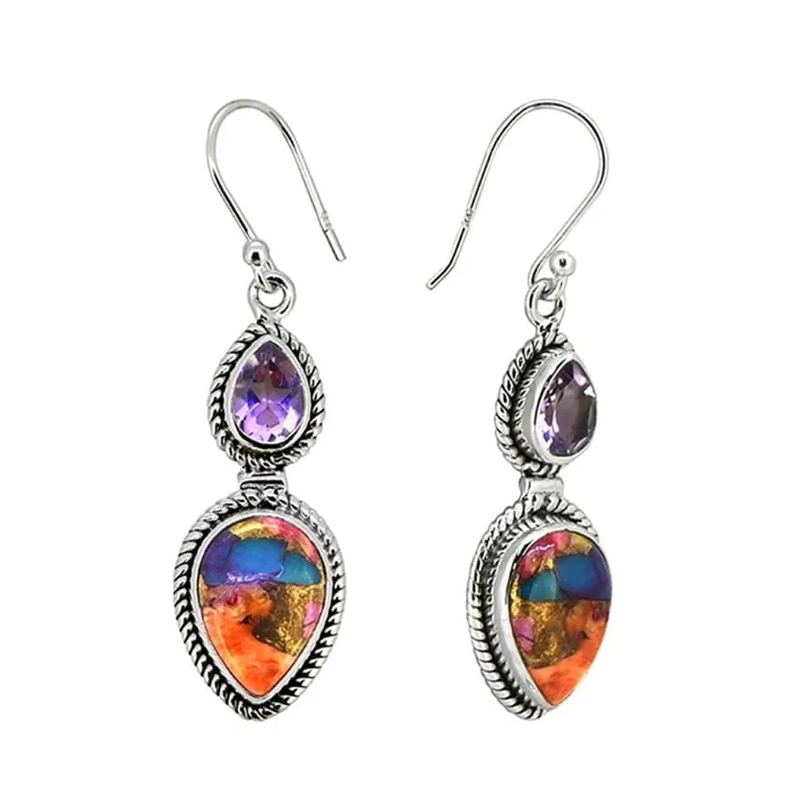YS Gems Sterling Silver Oyster Copper Turquoise Dangle Earrings - 0.51 x 1.77 sold by Zulily product image thumbnail 3