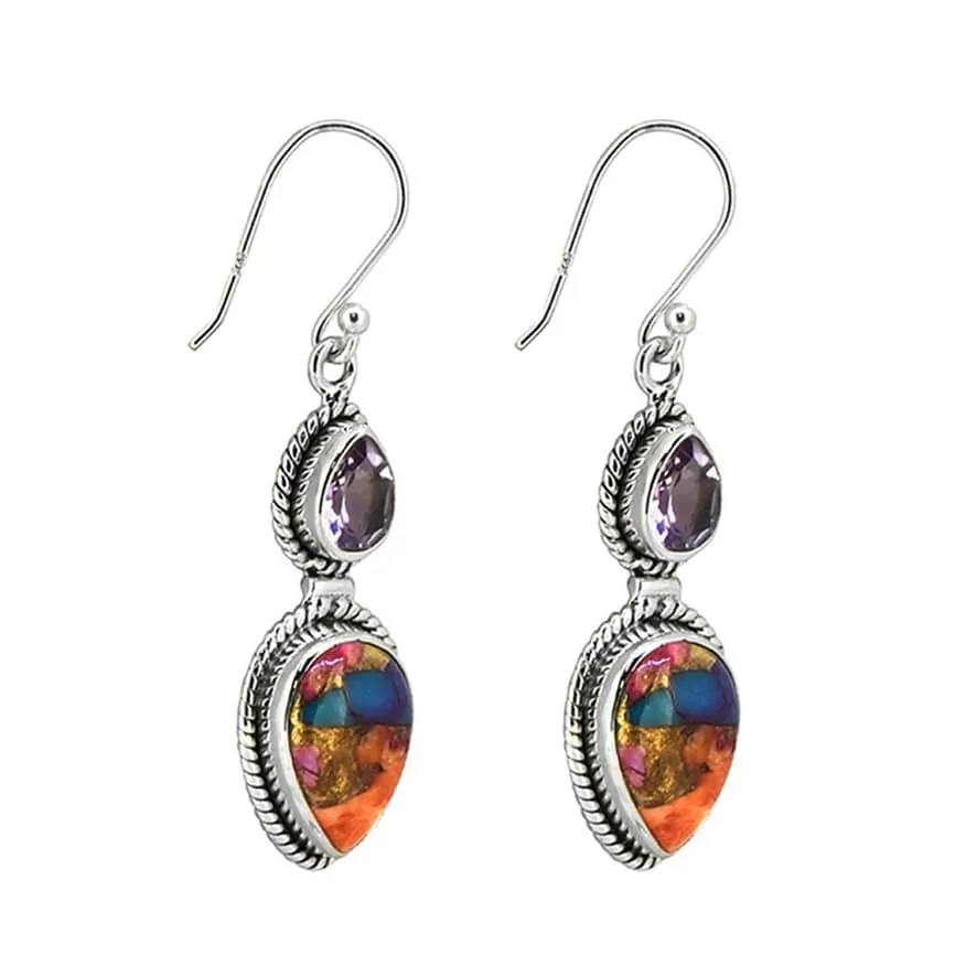 YS Gems Sterling Silver Oyster Copper Turquoise Dangle Earrings - 0.51 x 1.77 sold by Zulily