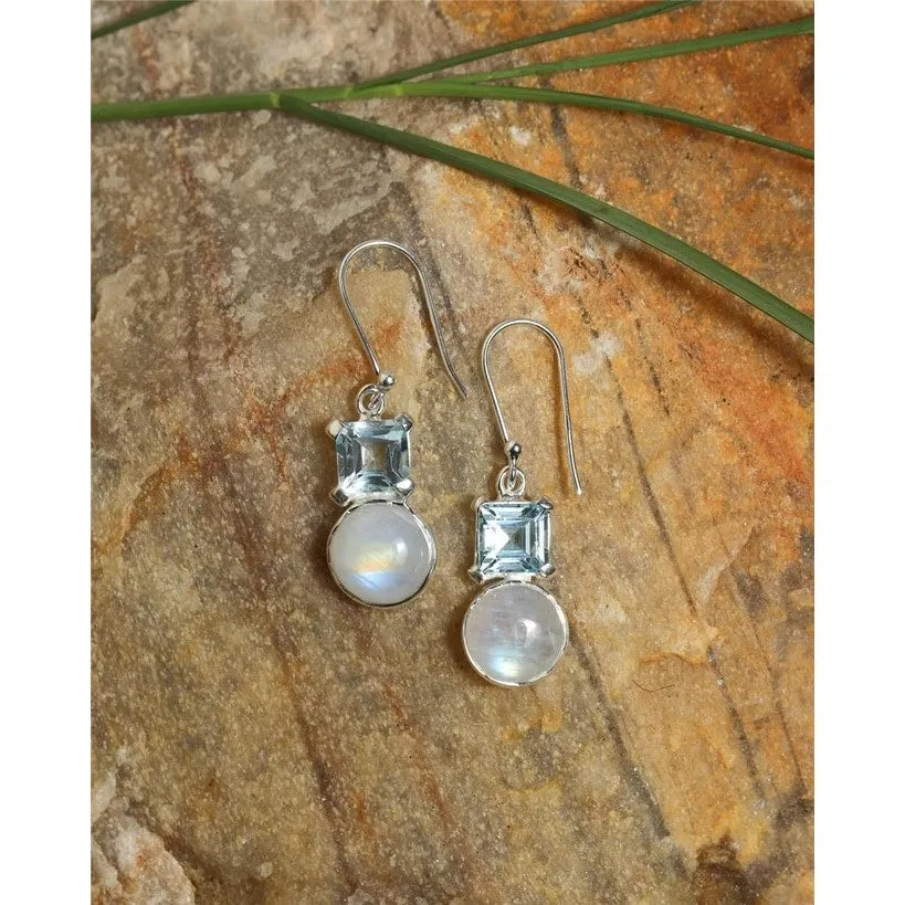 YS Gems Sterling Silver Rainbow Moonstone Dangle Earrings - 0.43 x 1.38 sold by Zulily