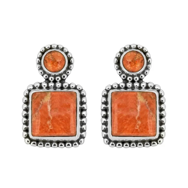 YS Gems Sterling Silver Orange Mohave Turquoise Stud Earrings - 0.55 x 0.91 sold by Zulily