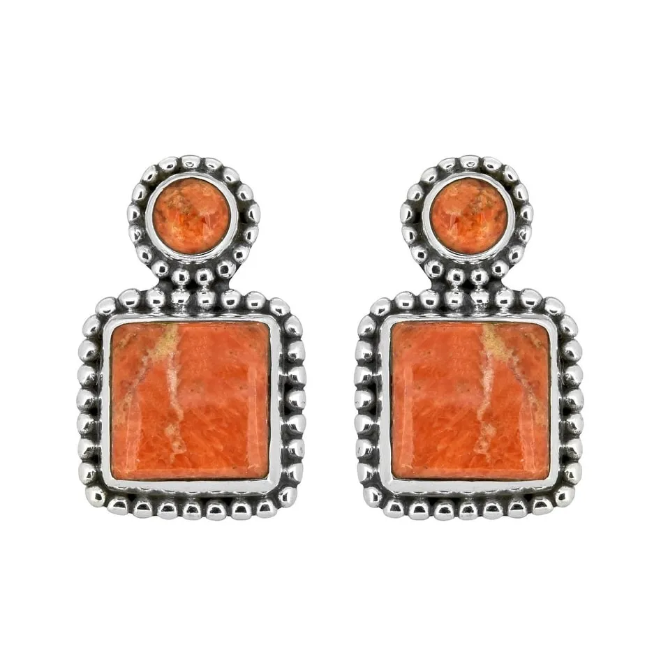 YS Gems Sterling Silver Orange Mohave Turquoise Stud Earrings - 0.55 x 0.91 sold by Zulily
