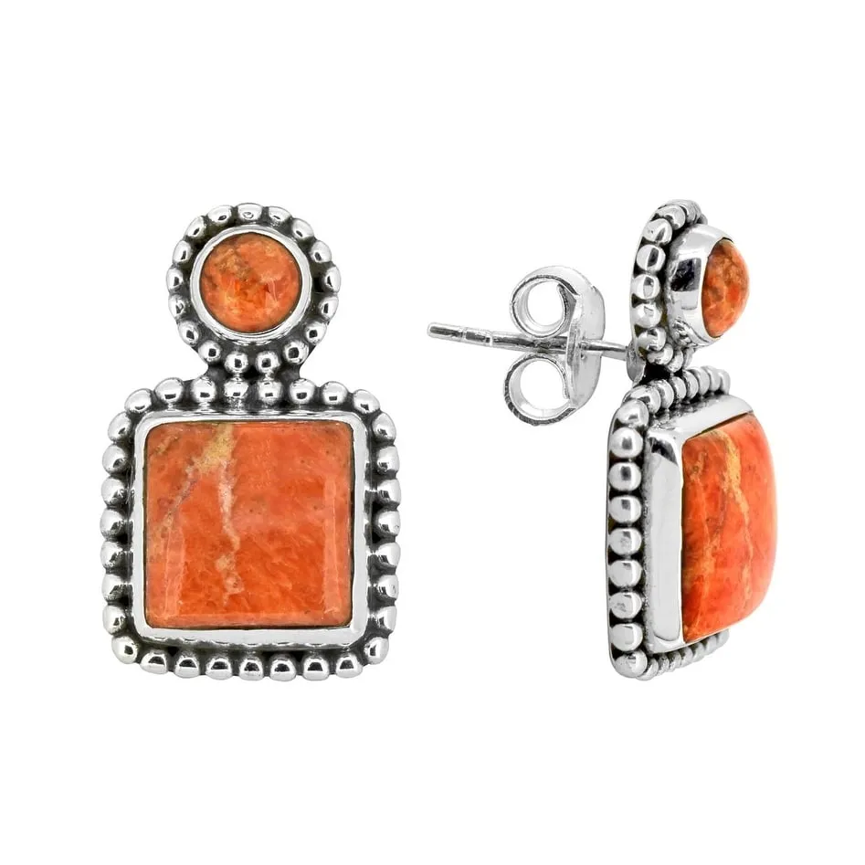 YS Gems Sterling Silver Orange Mohave Turquoise Stud Earrings - 0.55 x 0.91 sold by Zulily product image thumbnail 2