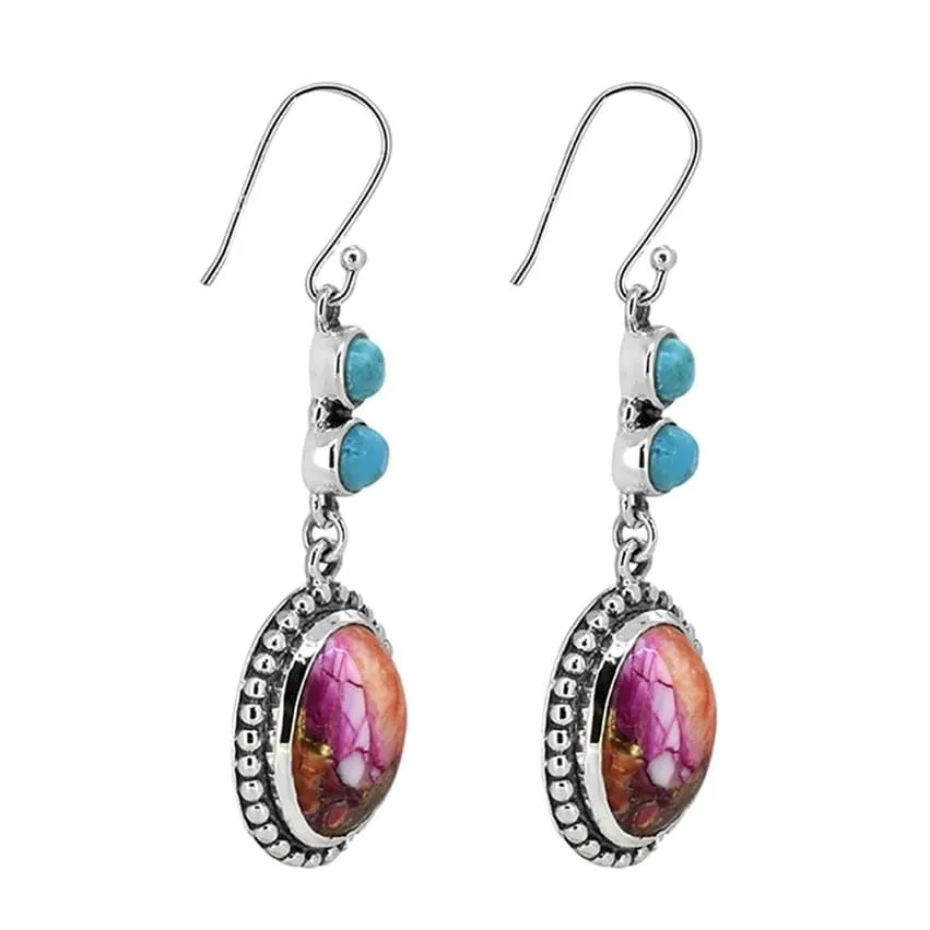 YS Gems Sterling Silver Pink Oyster Copper Turquoise Dangle Earrings - 0.55 x 1.93 sold by Zulily product image thumbnail 4