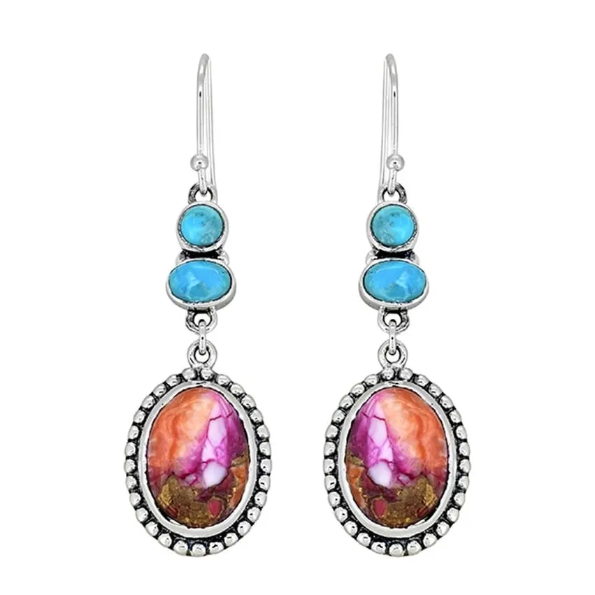 YS Gems Sterling Silver Pink Oyster Copper Turquoise Dangle Earrings - 0.55 x 1.93 sold by Zulily product image thumbnail 3